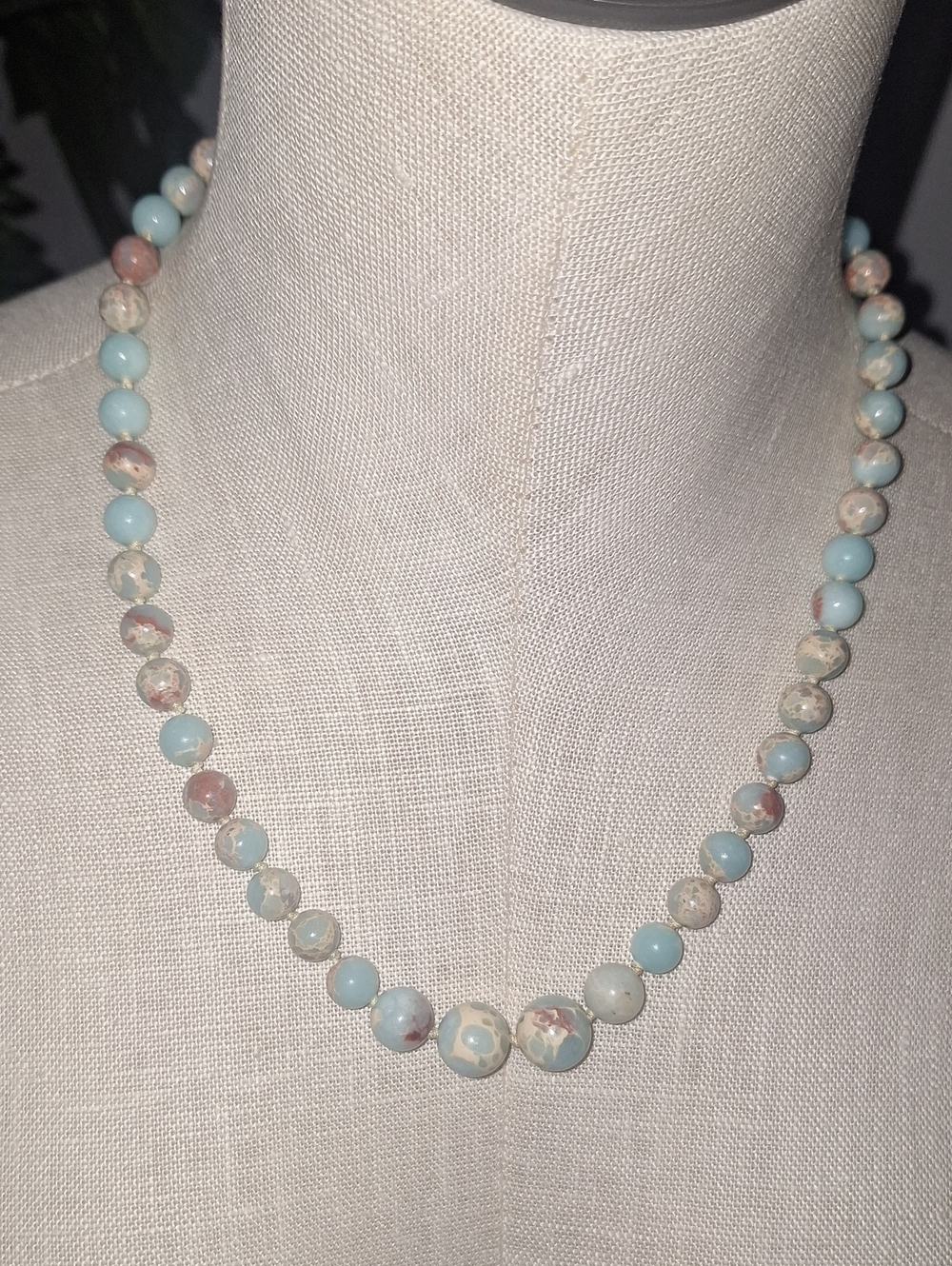 Hand Knotted Blue Jasper Necklace